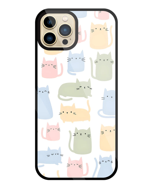 Multicolor cat Glass Case For Apple iPhone 13 Pro Max