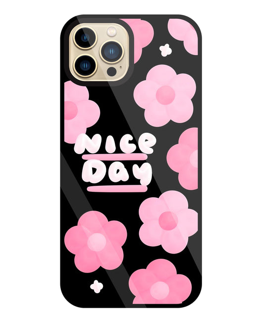 Nice Day Pink Flower Glass Case For Apple iPhone 13 Pro Max