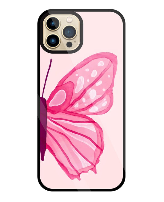 Pink ButterFly Art Glass Case For Apple iPhone 13 Pro Max
