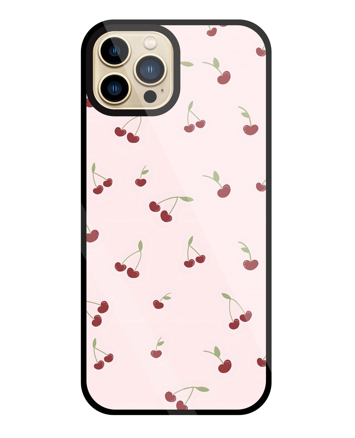 Pink Cherry Glass Case For Apple iPhone 13 Pro Max