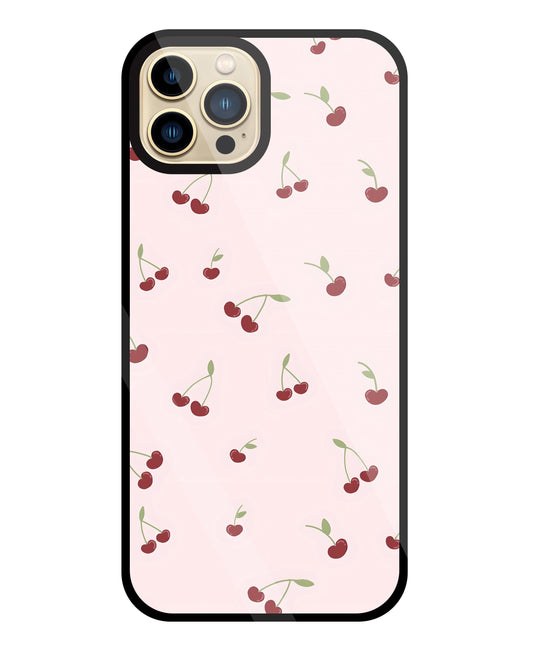 Pink Cherry Glass Case For Apple iPhone 13 Pro Max