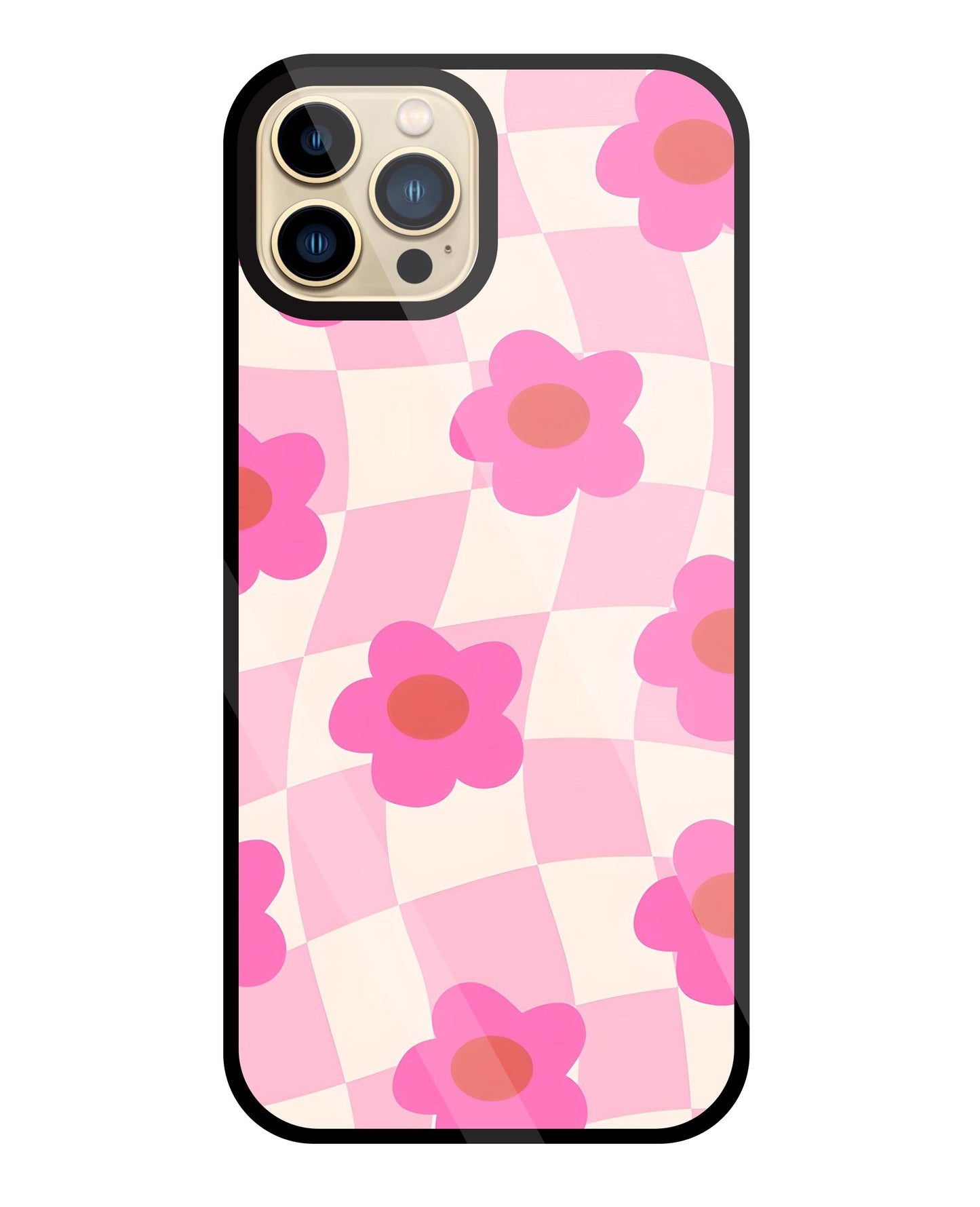 Pink Flower Glass Case For Apple iPhone 13 Pro Max