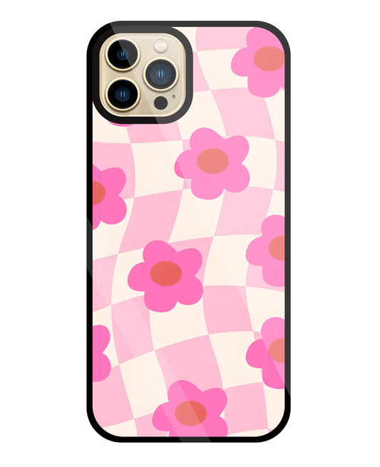 Pink Flower Glass Case For Apple iPhone 13 Pro Max