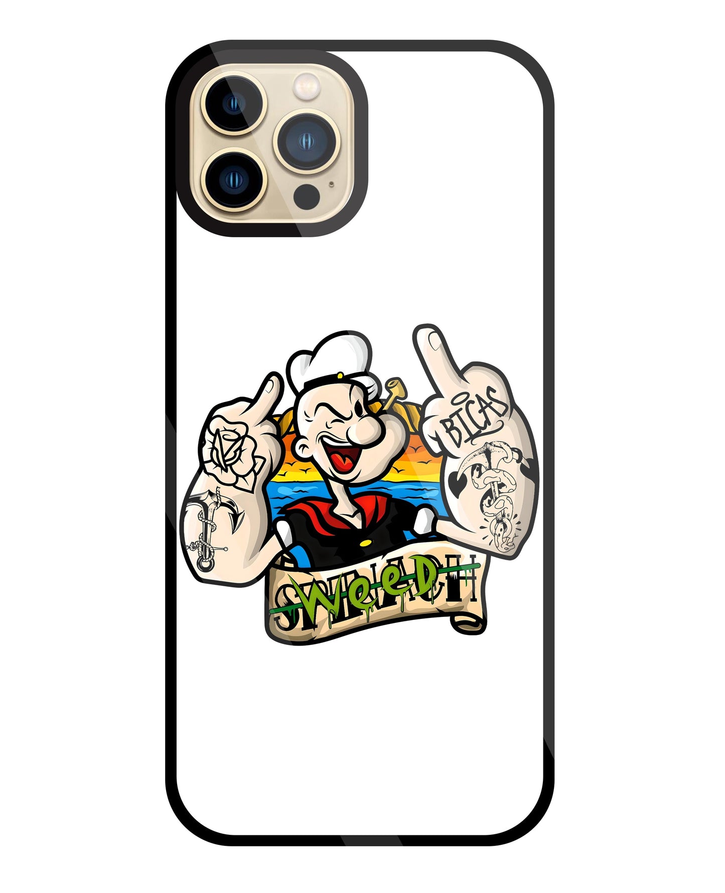 Popeye Weed Glass Case For Apple iPhone 13 Pro Max