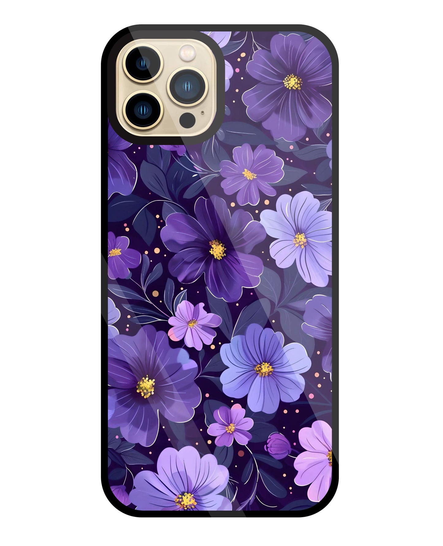Purple Flower Blooms Glass Case For Apple iPhone 13 Pro Max