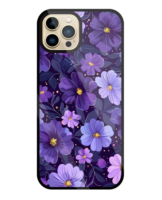 Purple Flower Blooms Glass Case For Apple iPhone 13 Pro Max
