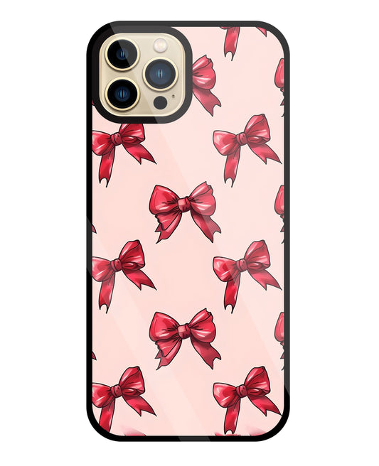 Red Ribbon Glass Case For Apple iPhone 13 Pro Max
