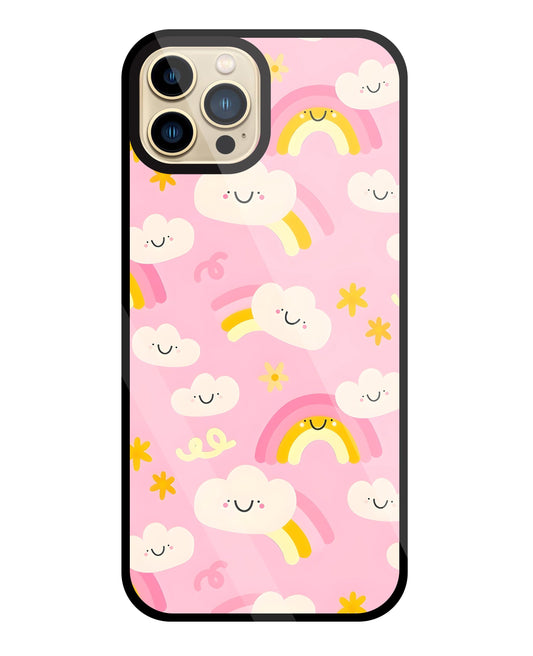 Smile Clouds With  Rainbow Glass Case For Apple iPhone 13 Pro Max