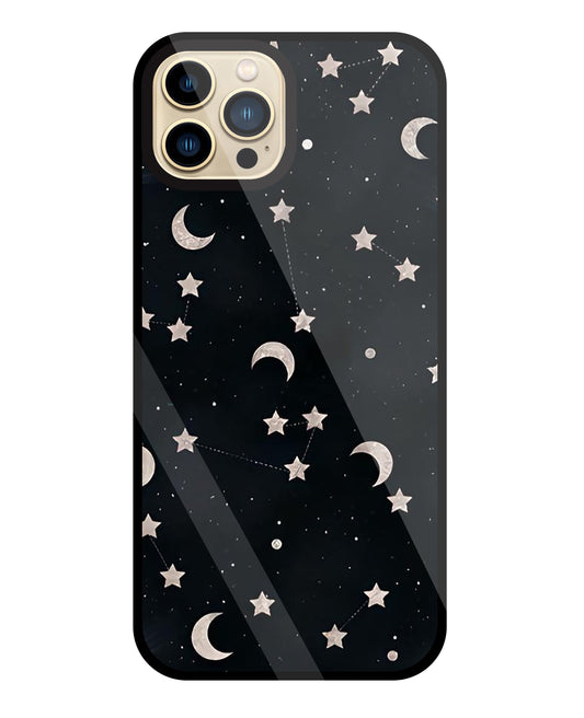 Star And Hulf Moon Space Glass Case For Apple iPhone 13 Pro Max