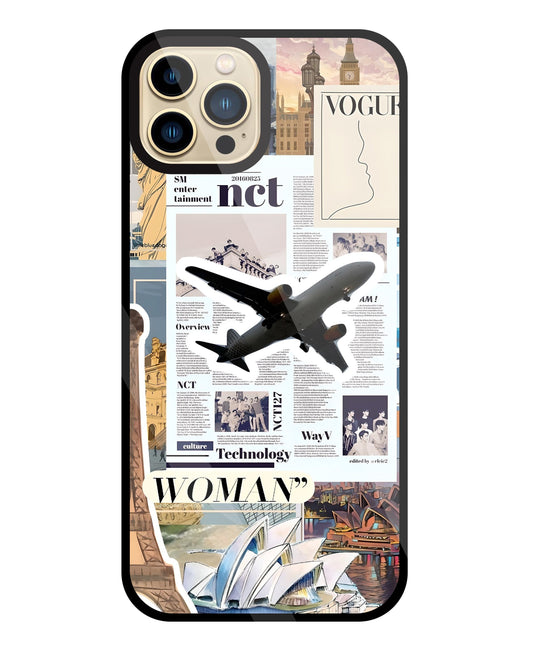 Woman Aeroplane Glass Case For Apple iPhone 13 Pro Max