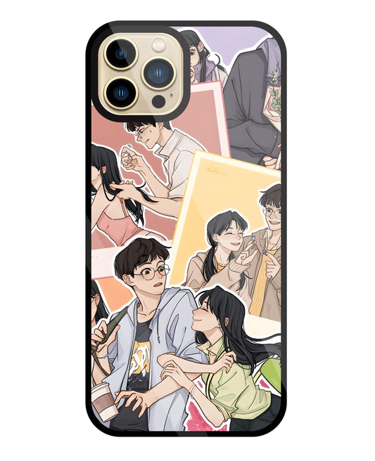 Korean Couples Glass Case For Apple iPhone 13 Pro Max