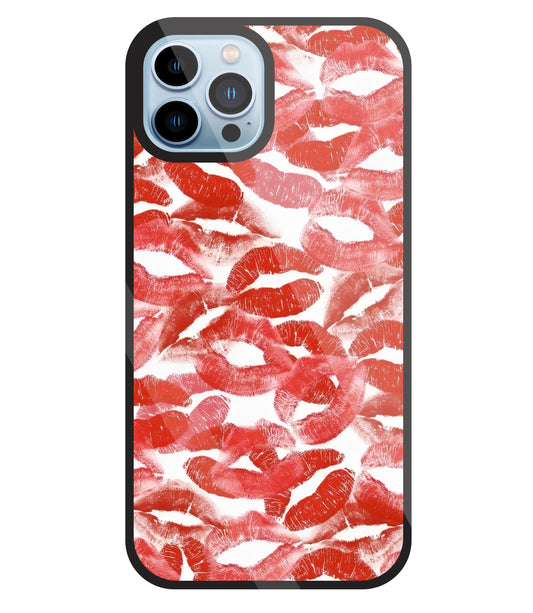 Multi Lips Kisses Glass Case For Apple iPhone 13 Pro