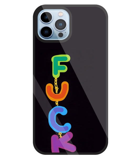 Multicolor Fuck Glass Case For Apple iPhone 13 Pro