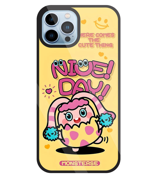 Nice Day Monsterse Yellow Glass Case For Apple iPhone 13 Pro