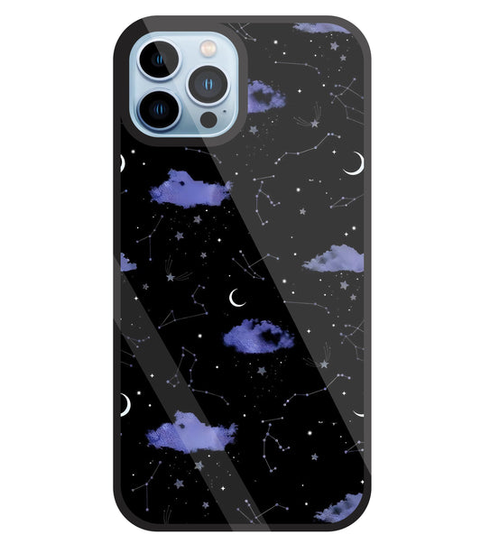Night Sky Constellations and Stars Glass Case For Apple iPhone 13 Pro