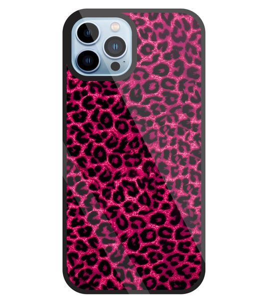 Pink Leopard Glass Case For Apple iPhone 13 Pro