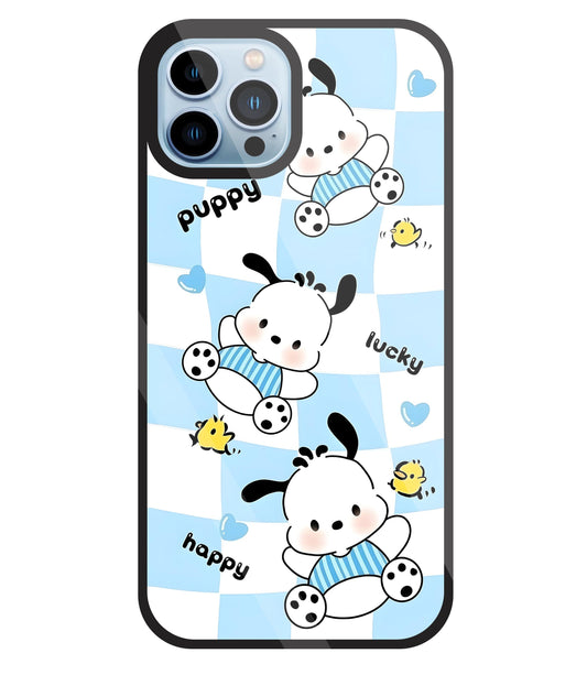 Pochacco Puppy Blue Glass Case For Apple iPhone 13 Pro