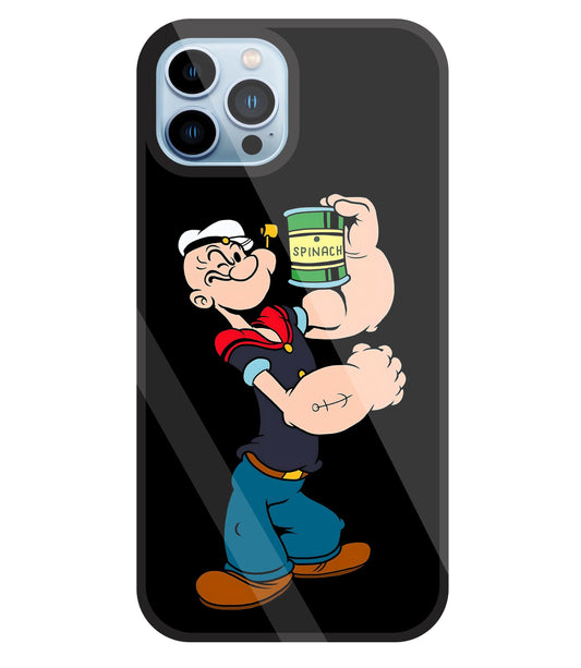 Popeye Spinach Glass Case For Apple iPhone 13 Pro