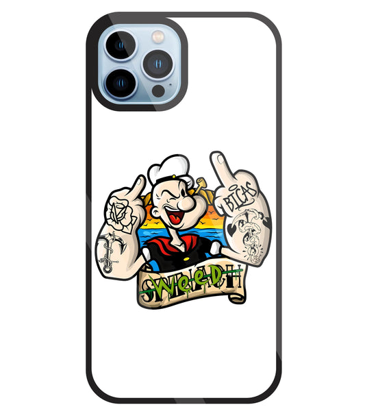 Popeye Weed Glass Case For Apple iPhone 13 Pro