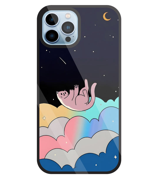 Space Cat Art Glass Case For Apple iPhone 13 Pro