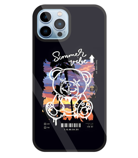 Summer Vibe Bear Glass Case For Apple iPhone 13 Pro