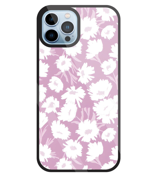 White Sunflower Glass Case For Apple iPhone 13 Pro