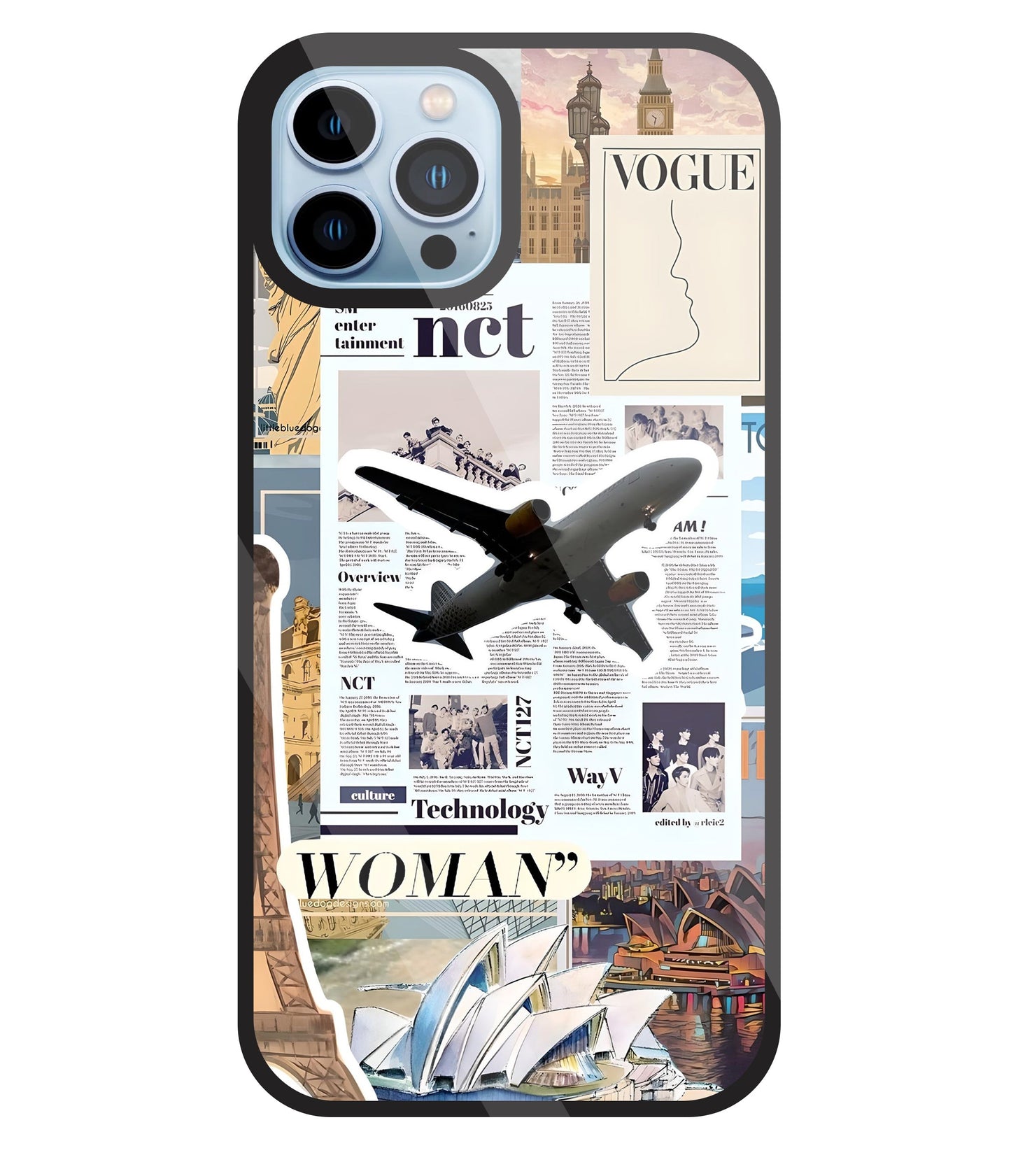 Woman Aeroplane Glass Case For Apple iPhone 13 Pro