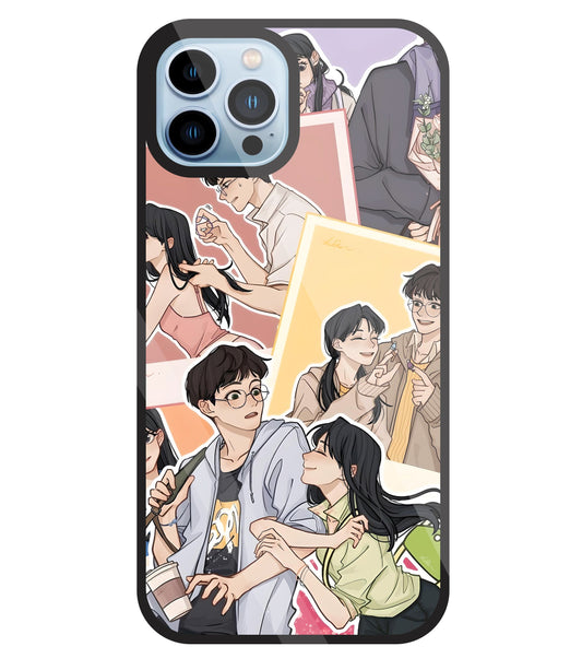 Korean Couples Glass Case For Apple iPhone 13 Pro