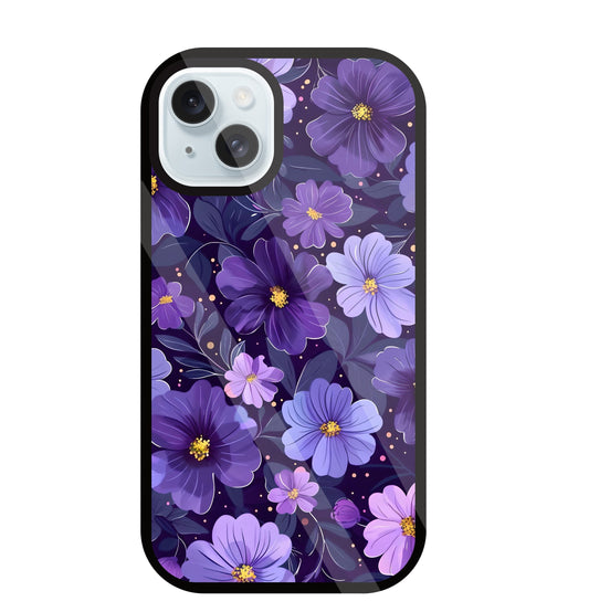 Purple Flower Blooms Glass Case For Apple iPhone 13