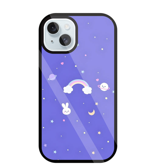 Rainbow with stars Glass Case For Apple iPhone 13
