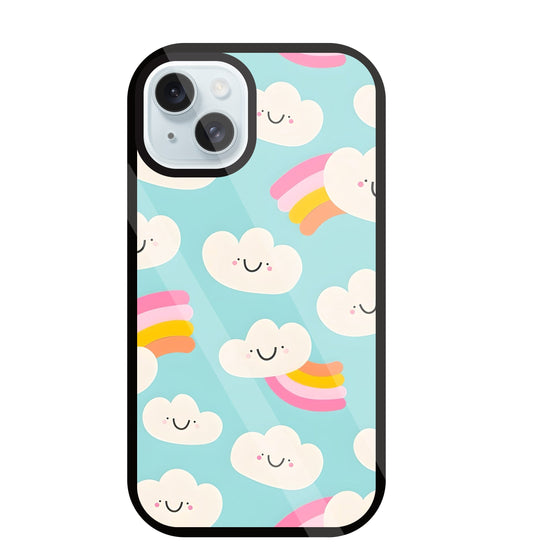 Smiley Clouds Glass Case For Apple iPhone 13