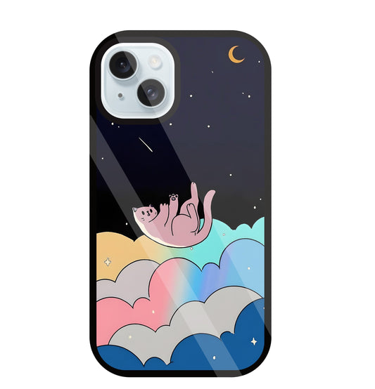 Space Cat Art Glass Case For Apple iPhone 13