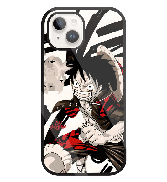 Angry Luffy Glass Case For Apple iPhone 15