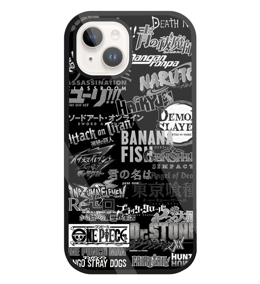 Anime Symbol Glass Case For Apple iPhone 15