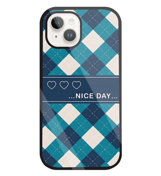 Argyle sweater pattern Glass Case For Apple iPhone 15