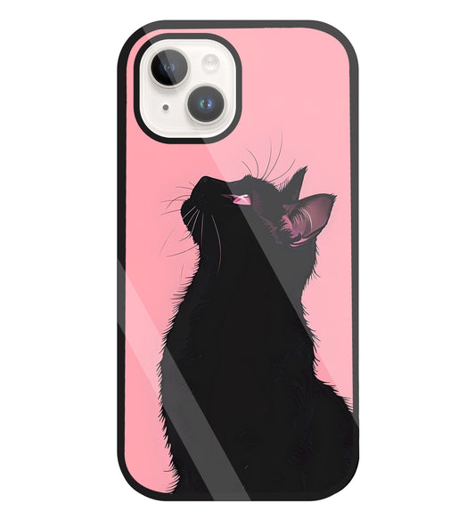 Black Cat Glass Case For Apple iPhone 15
