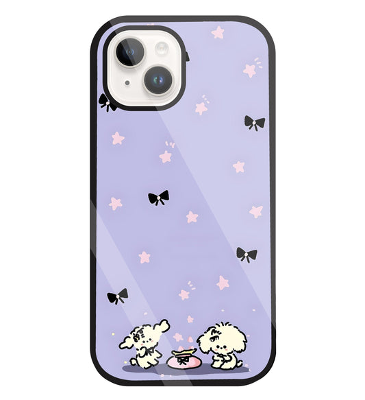 Black Ribbon With Stars Glass Case For Apple iPhone 15