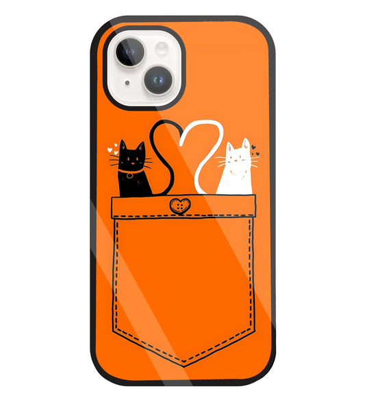 Black And White Cat In Pocket Glass Case For Apple iPhone 15