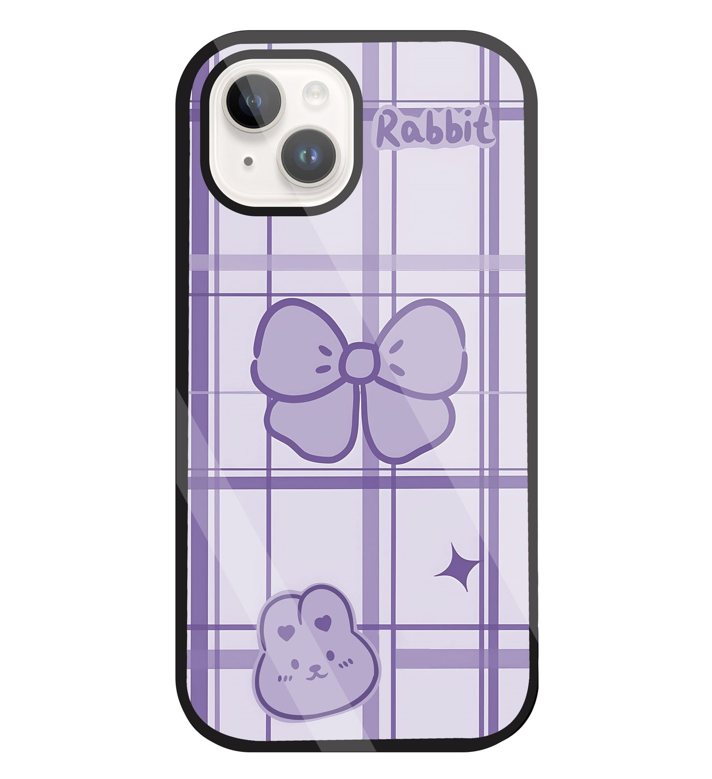 Butterfly Checked Pattern Glass Case For Apple iPhone 15