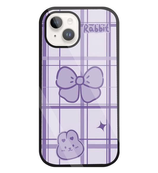 Butterfly Checked Pattern Glass Case For Apple iPhone 15
