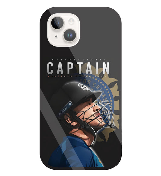 Captain MS Dhoni Glass Case For Apple iPhone 15