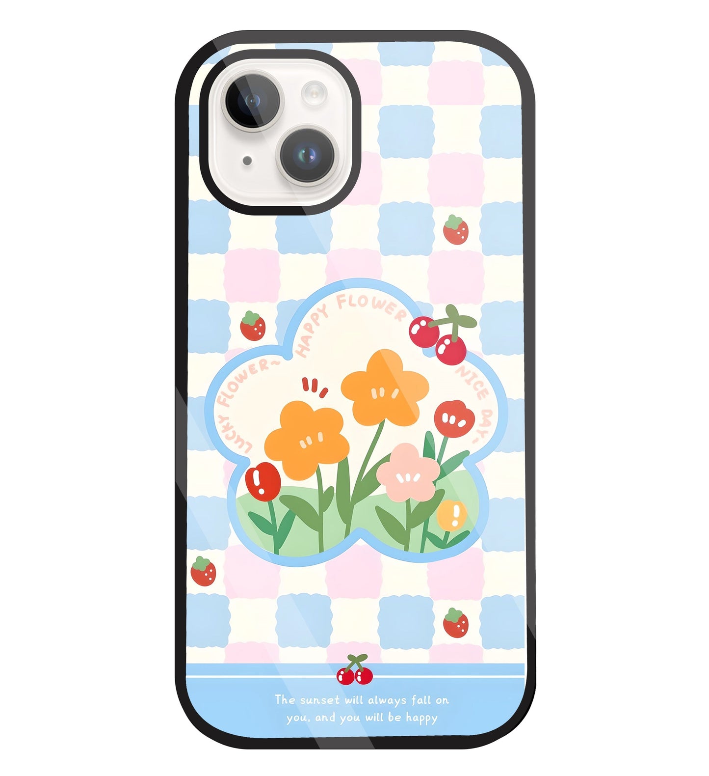 Cherry Blossom Glass Case For Apple iPhone 15