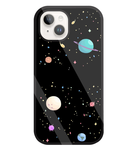 Colorful Space Glass Case For Apple iPhone 15
