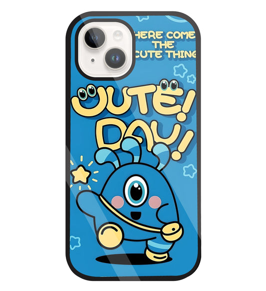 Cute Day! Monsterse Blue Glass Case For Apple iPhone 15