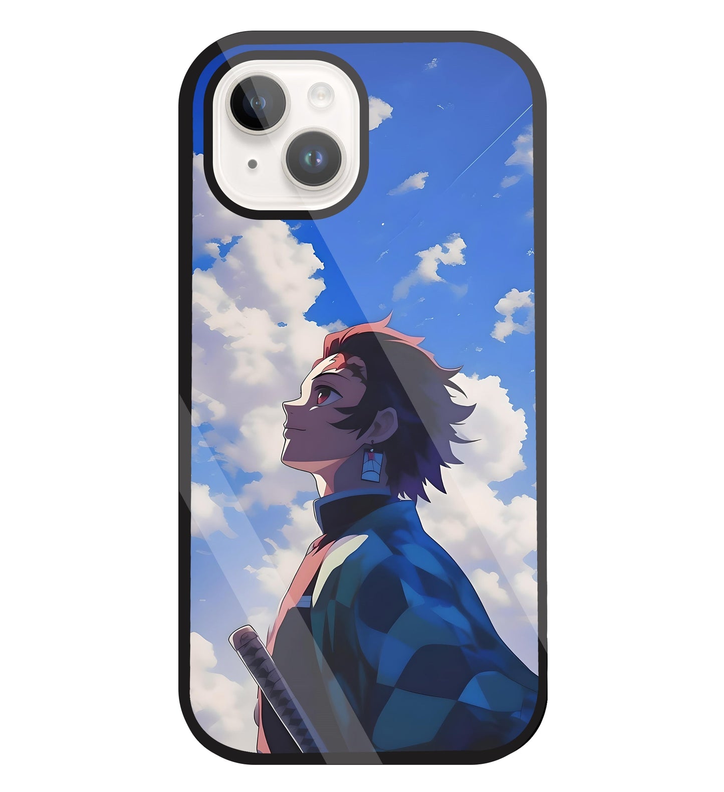 Demon Slayer-Tanjiro Kamado Glass Case For Apple iPhone 15