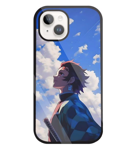 Demon Slayer-Tanjiro Kamado Glass Case For Apple iPhone 15