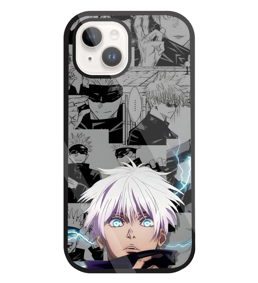 Gojo with bolt Glass Case For Apple iPhone 15