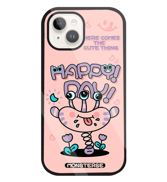 Happy Day Monsterse Pink Glass Case For Apple iPhone 15