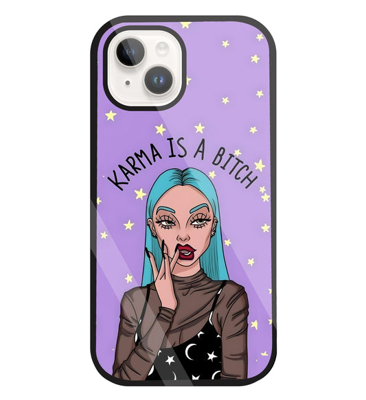 Karma is a Bitch Levender Glass Case For Apple iPhone 15