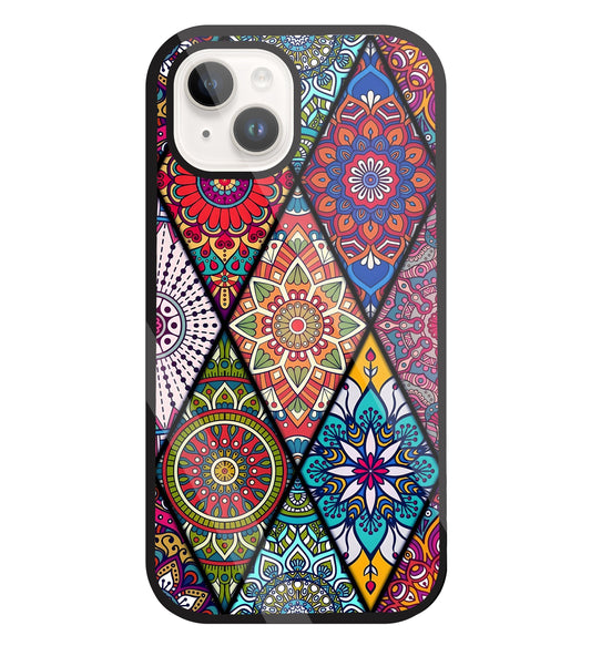 Mandala Patterns Colourful Glass Case For Apple iPhone 15
